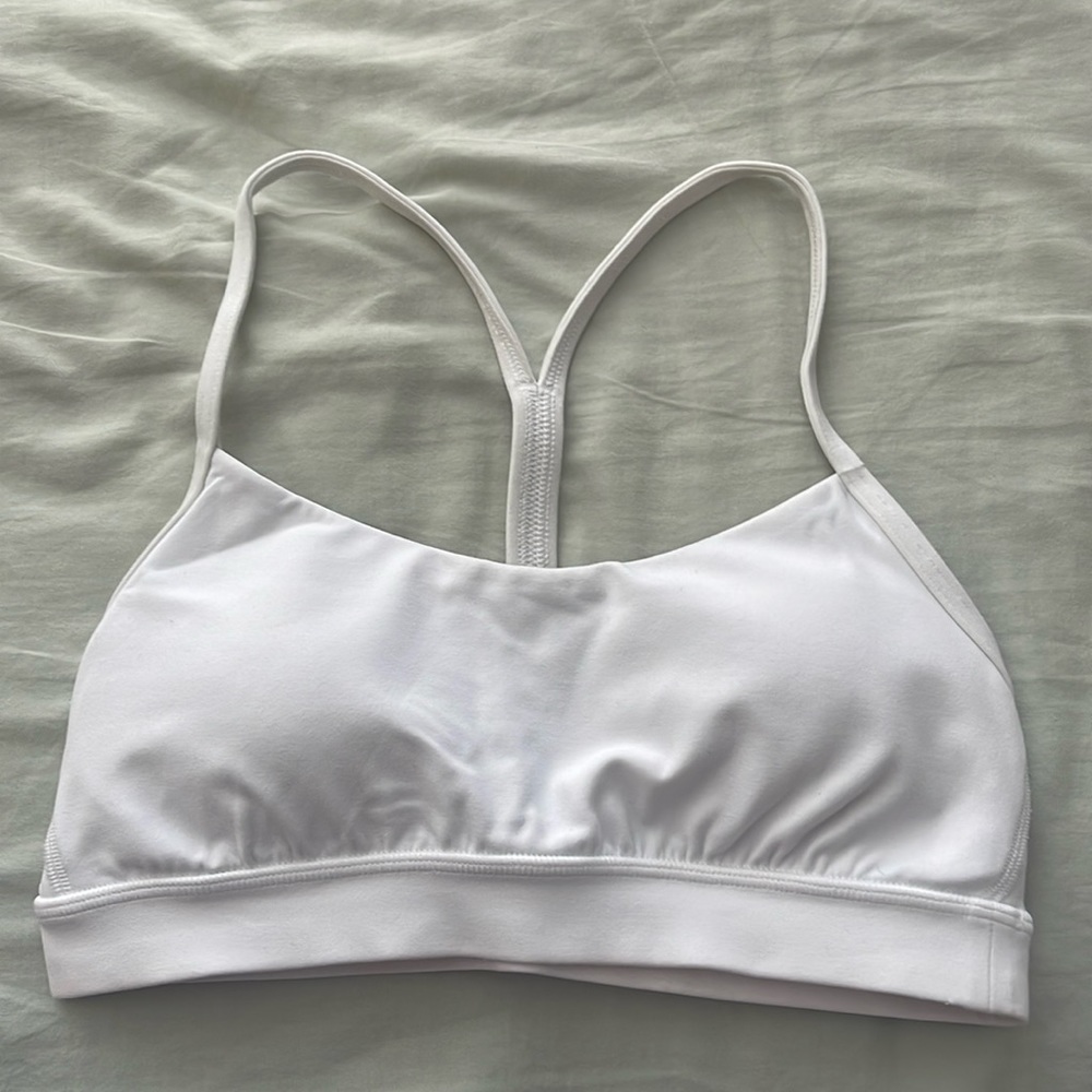 White Lululemon Flow Y Bra